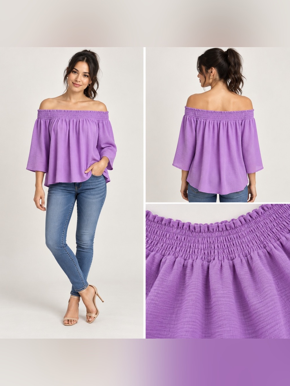 Bishop + Young Serafina Off Shoulder Violet Blouse Size M